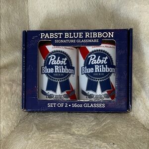 Vintage Pabst Blue Ribbon Signature Glassware Set of 2 🍻